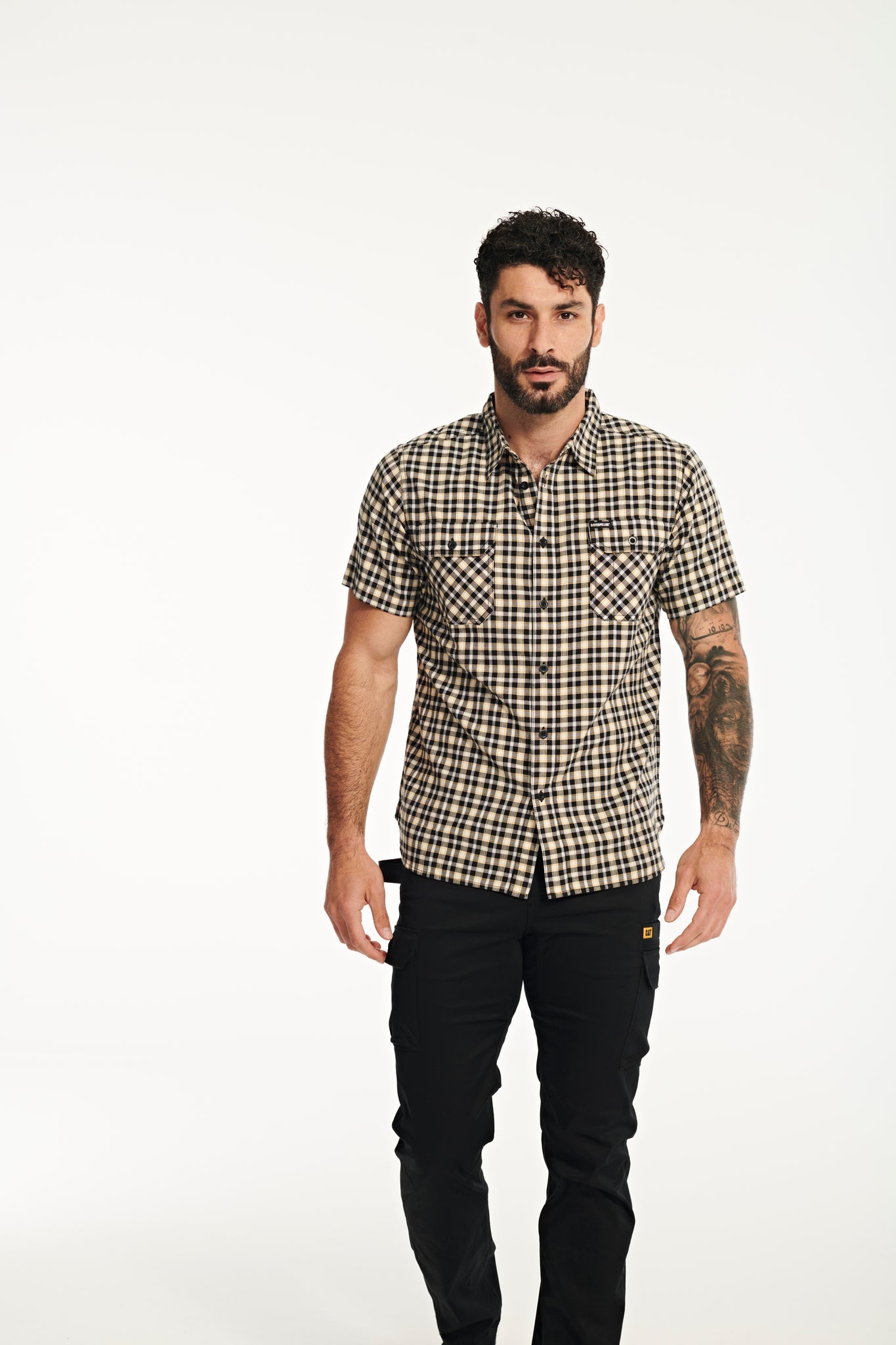 Camisa de trabajo a cuadros de manga corta