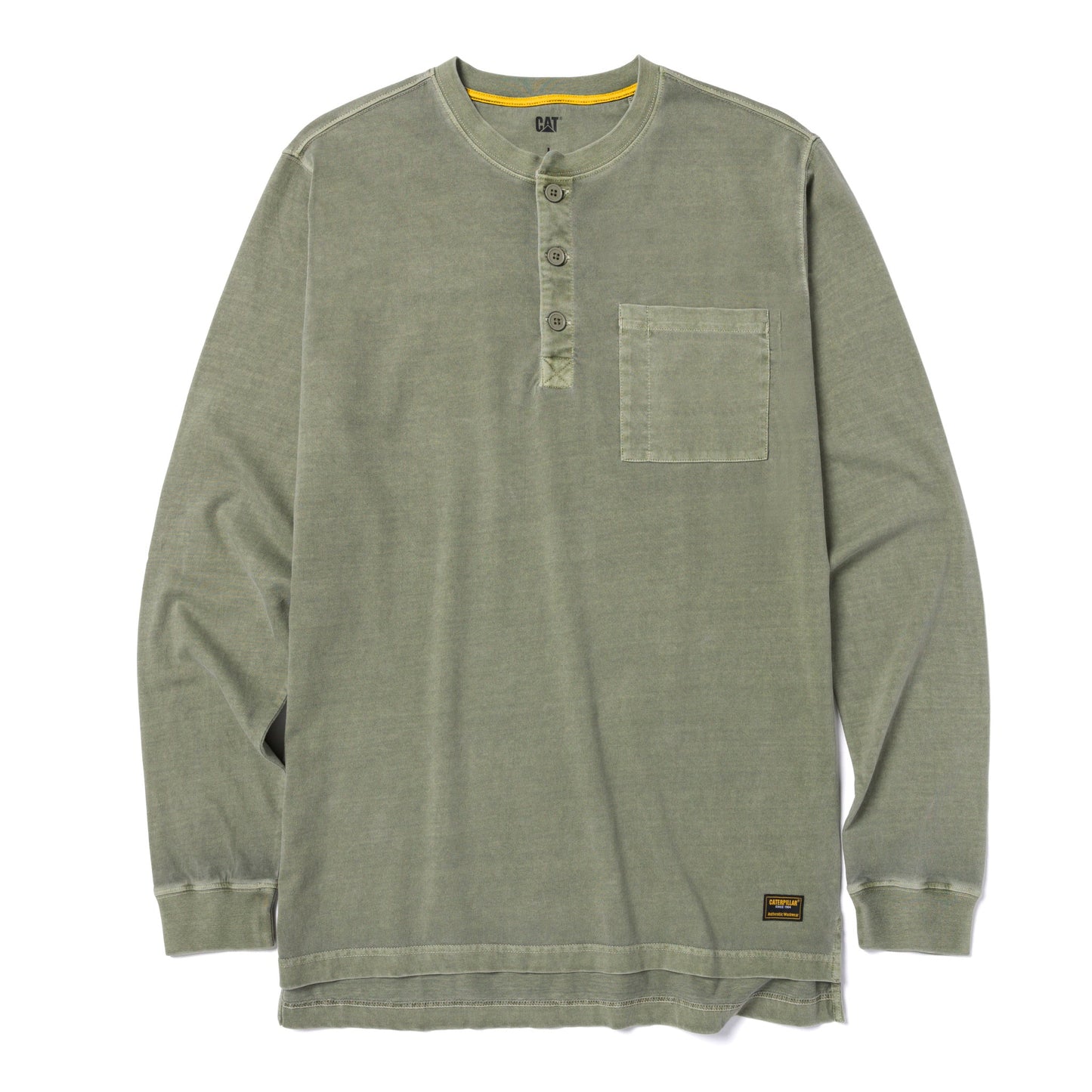 Camiseta Henley de manga larga teñida con pigmentos