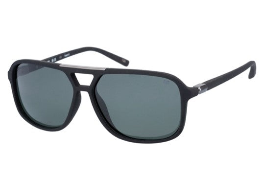 Gafas de sol de aviador modernas negras mate con lentes verdes