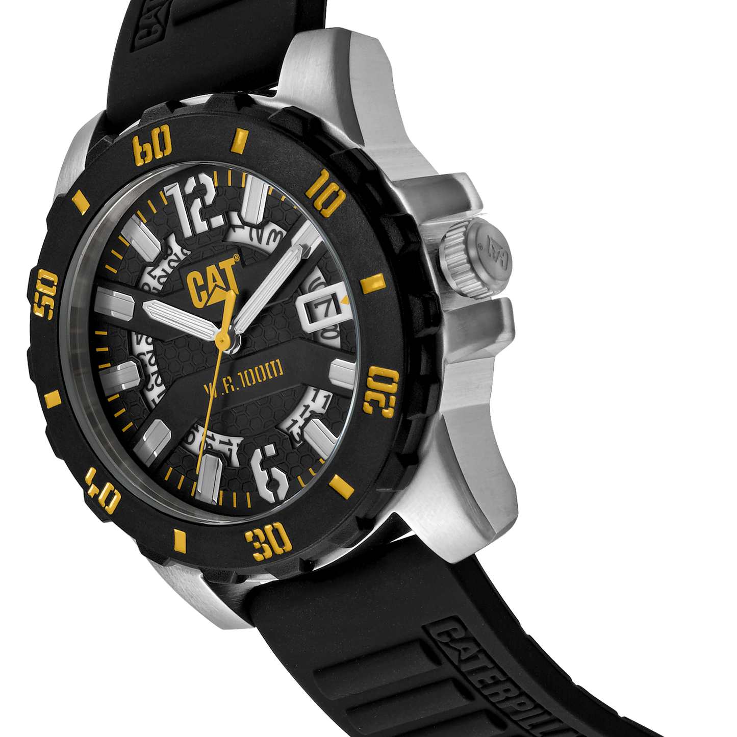 Reloj Barricade de acero con esfera negra y amarilla y correa de silicona