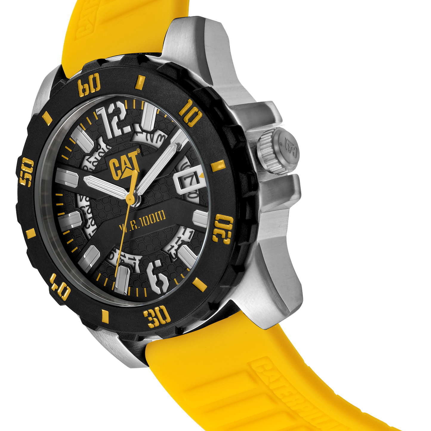 Reloj Steel Barricade con esfera negra y correa de silicona amarilla