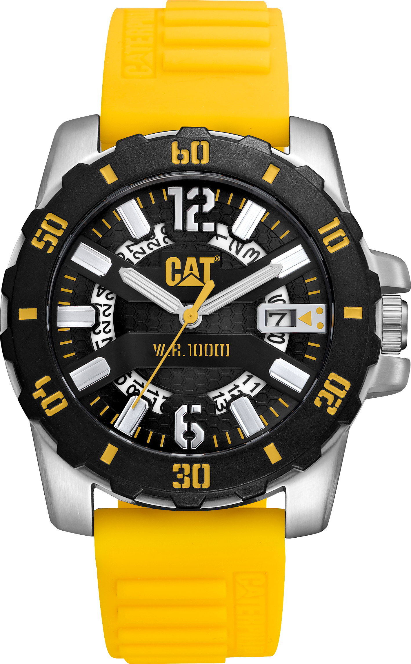 Reloj Steel Barricade con esfera negra y correa de silicona amarilla