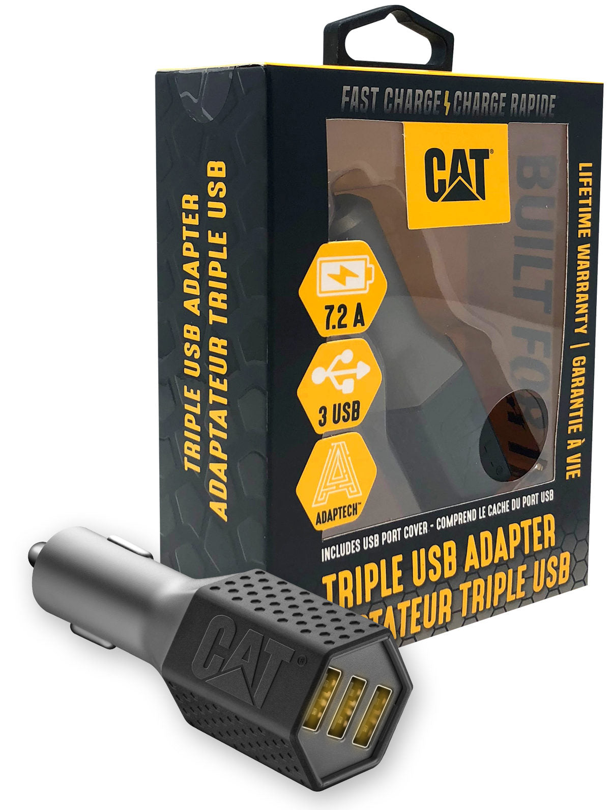 Adaptador de CC para vehículo con triple USB