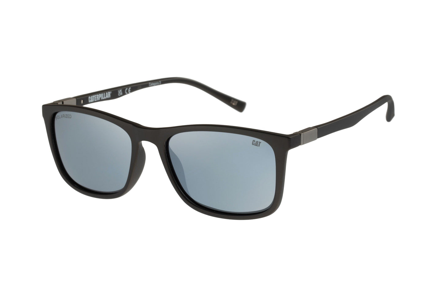 Gafas de sol fáciles de usar, color negro mate con lente plateada brillante
