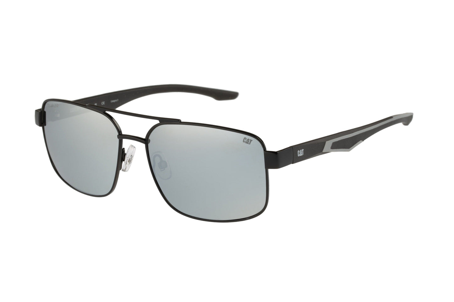 Gafas de sol de aviador de metal negro mate con lente plateada brillante