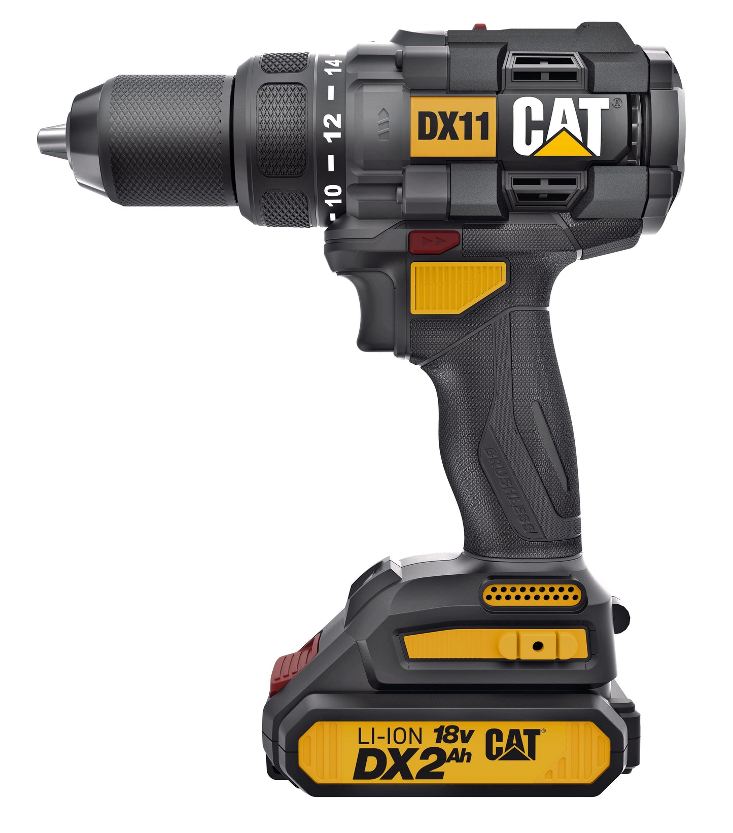 Taladro/atornillador sin escobillas de 18 V y 1/2″ con dos baterías