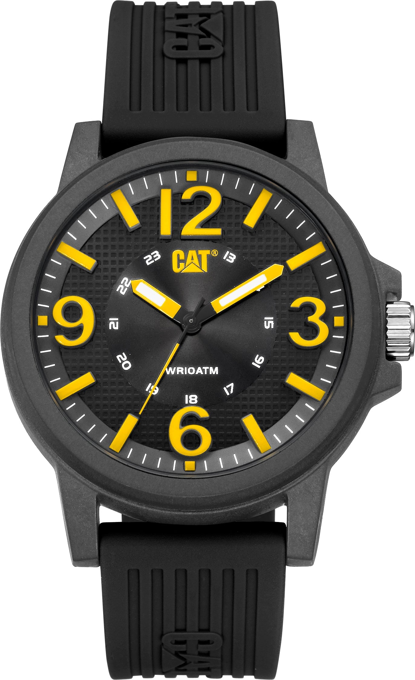 Reloj Groovy con esfera negra/amarilla de policarbonato y correa de silicona