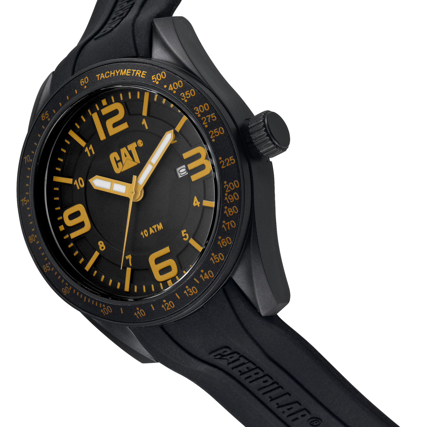 Reloj Oceanía con esfera negra y amarilla y correa de silicona