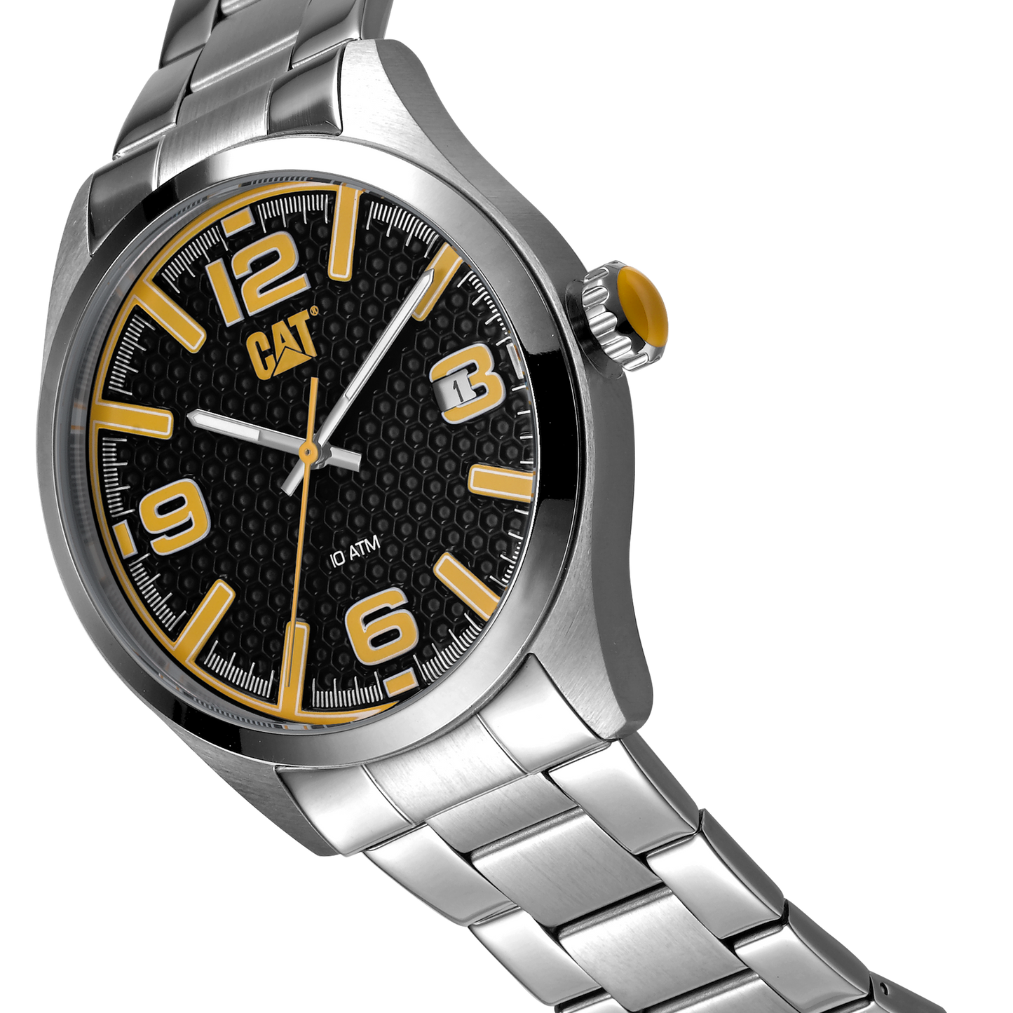 Reloj H-Dial con esfera negra/amarilla y correa de acero inoxidable