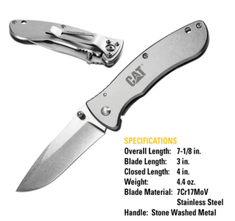 Navaja plegable de punta caída de 7" con mango de acero inoxidable
