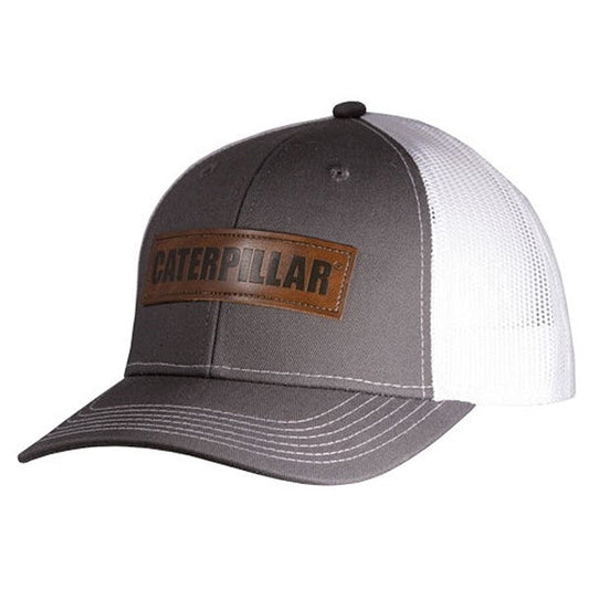 Gorra de malla gris con parche de Caterpillar