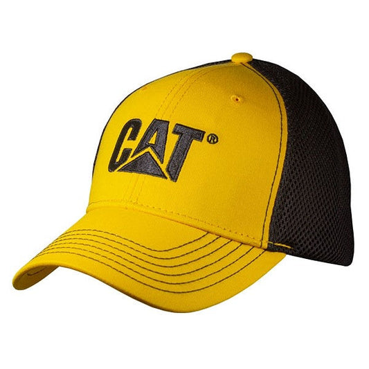 Gorra amarilla con malla deportiva negra