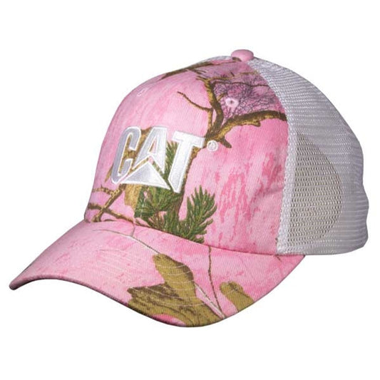 Camuflaje rosa con gorra de malla blanca