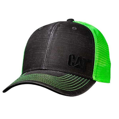 Gorra de malla neón con logotipo negro
