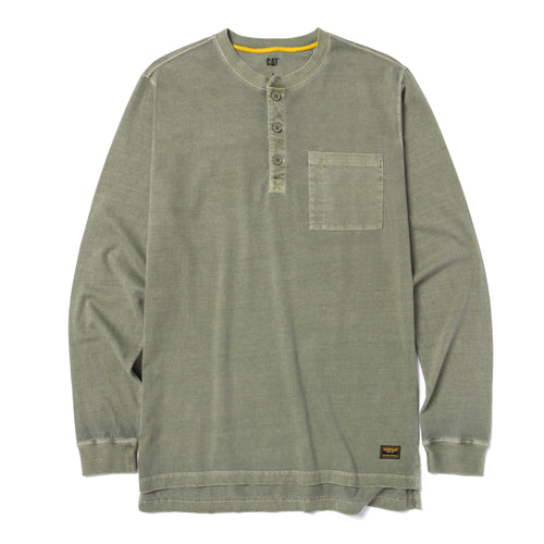 Camiseta Henley de manga larga teñida con pigmentos