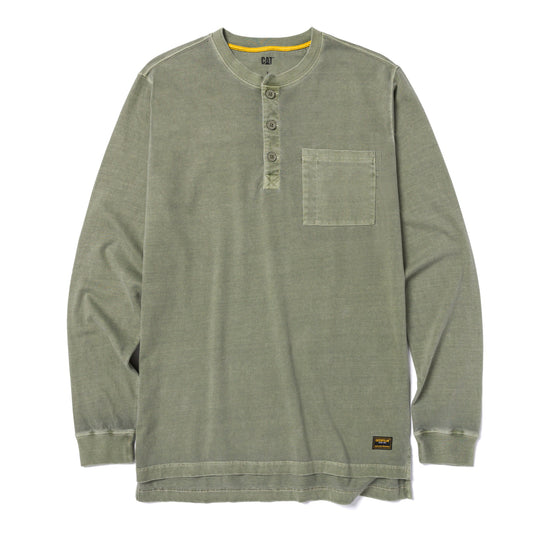 Camiseta Henley de manga larga teñida con pigmentos