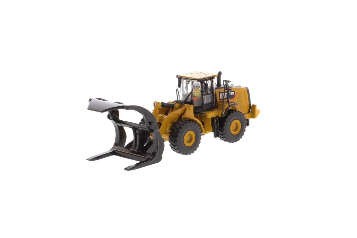 Cargadora de ruedas 972M con horquilla para troncos a escala 1:87