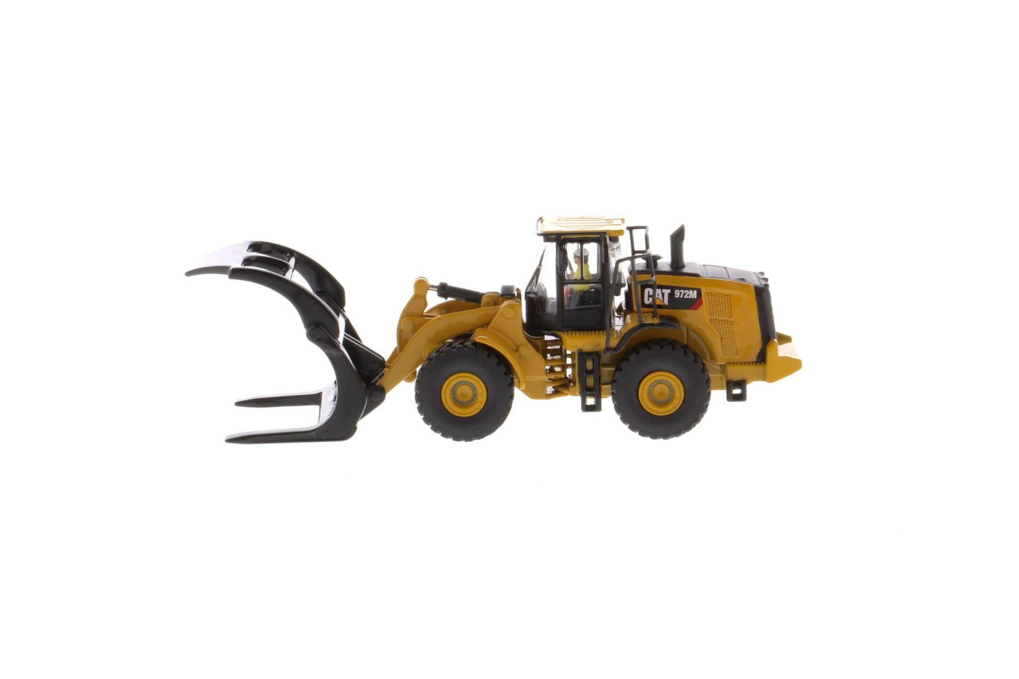 Cargadora de ruedas 972M con horquilla para troncos a escala 1:87