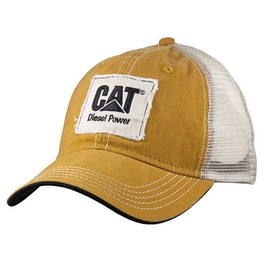 Gorra con parche de potencia Ole Diesel de malla blanca y bronce