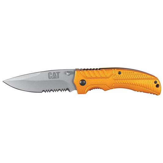 Navaja plegable de punta caída de 8" con mango de aluminio anodizado dorado