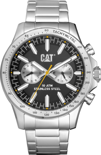 Reloj Boston Multi con esfera negra y correa de acero inoxidable