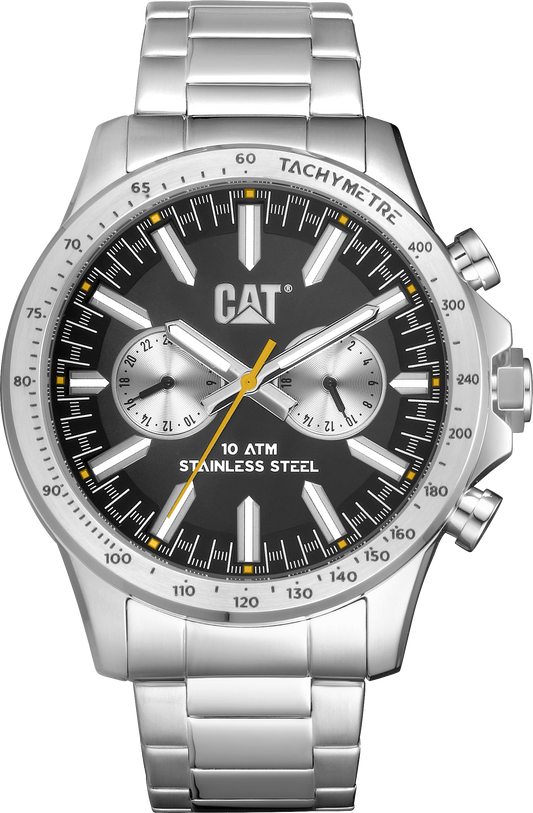 Reloj Boston Multi con esfera negra y correa de acero inoxidable