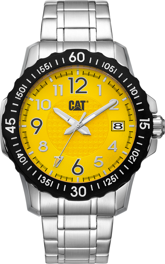 Reloj Downforce con esfera amarilla y acero inoxidable