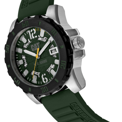 Reloj Barricade de acero con esfera verde y correa de silicona