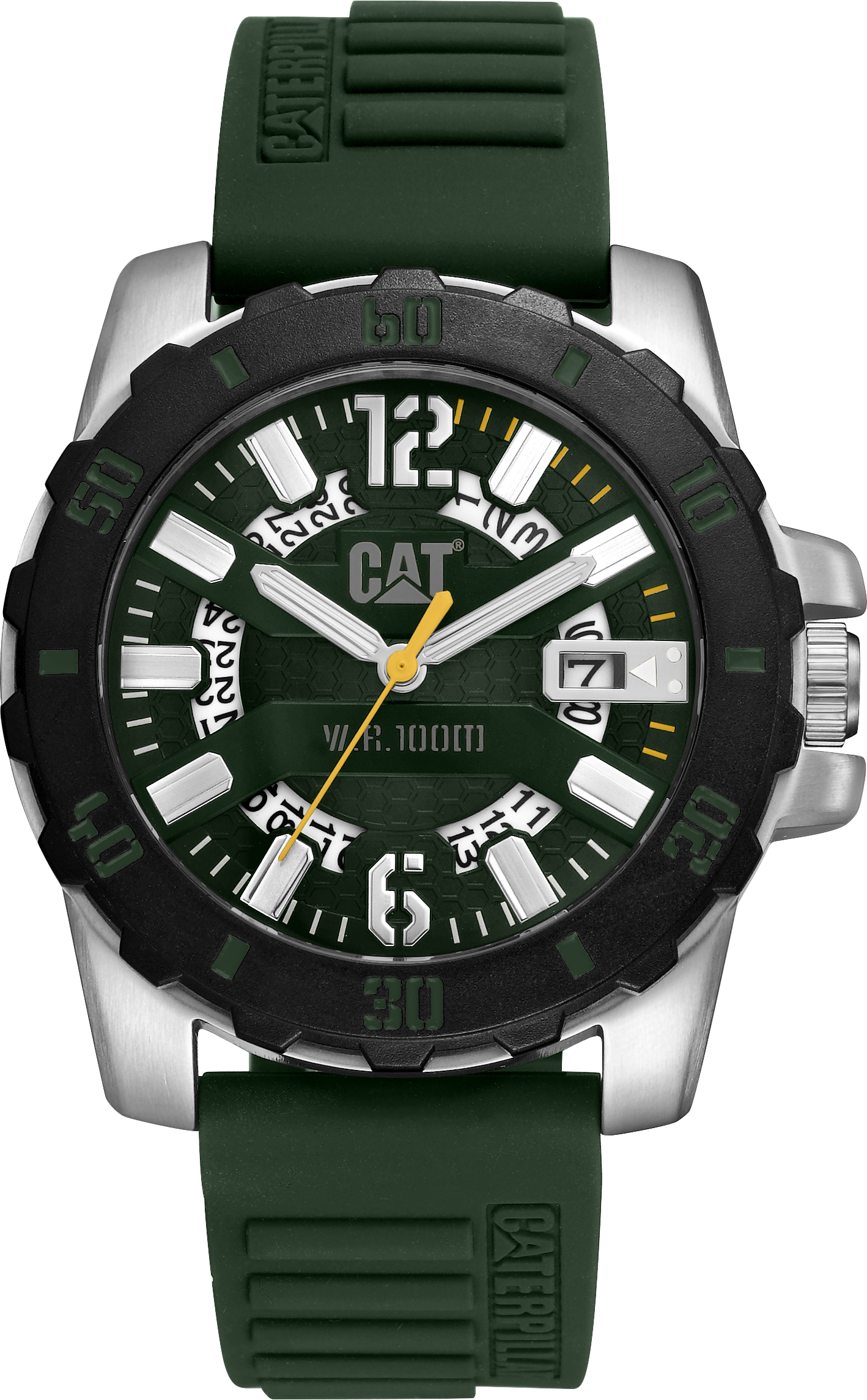 Reloj Barricade de acero con esfera verde y correa de silicona