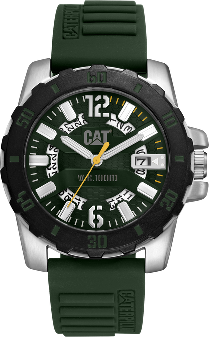 Reloj Barricade de acero con esfera verde y correa de silicona