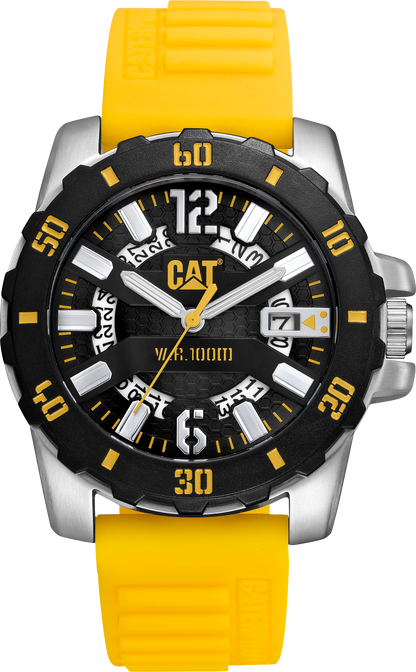 Reloj Steel Barricade con esfera negra y correa de silicona amarilla
