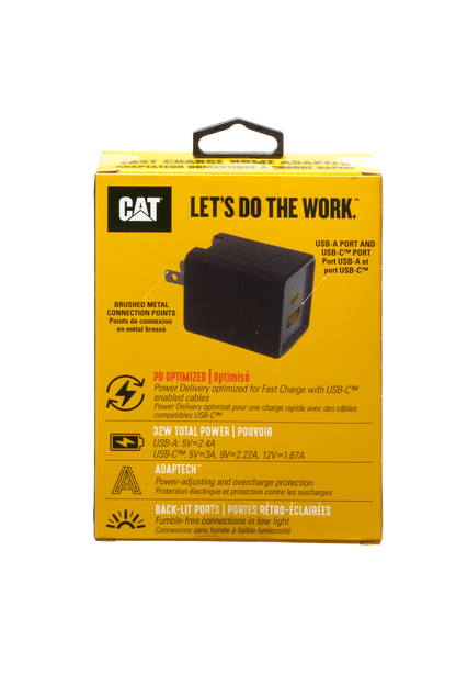 Adaptador de pared de CA de carga rápida con doble USB CAT®