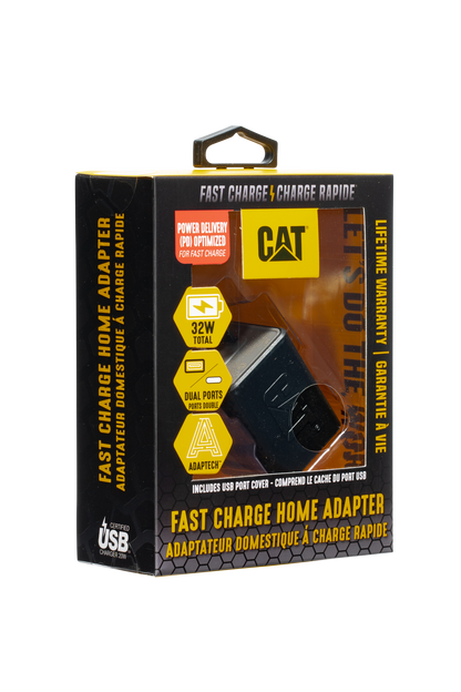 Adaptador de pared de CA de carga rápida con doble USB CAT®