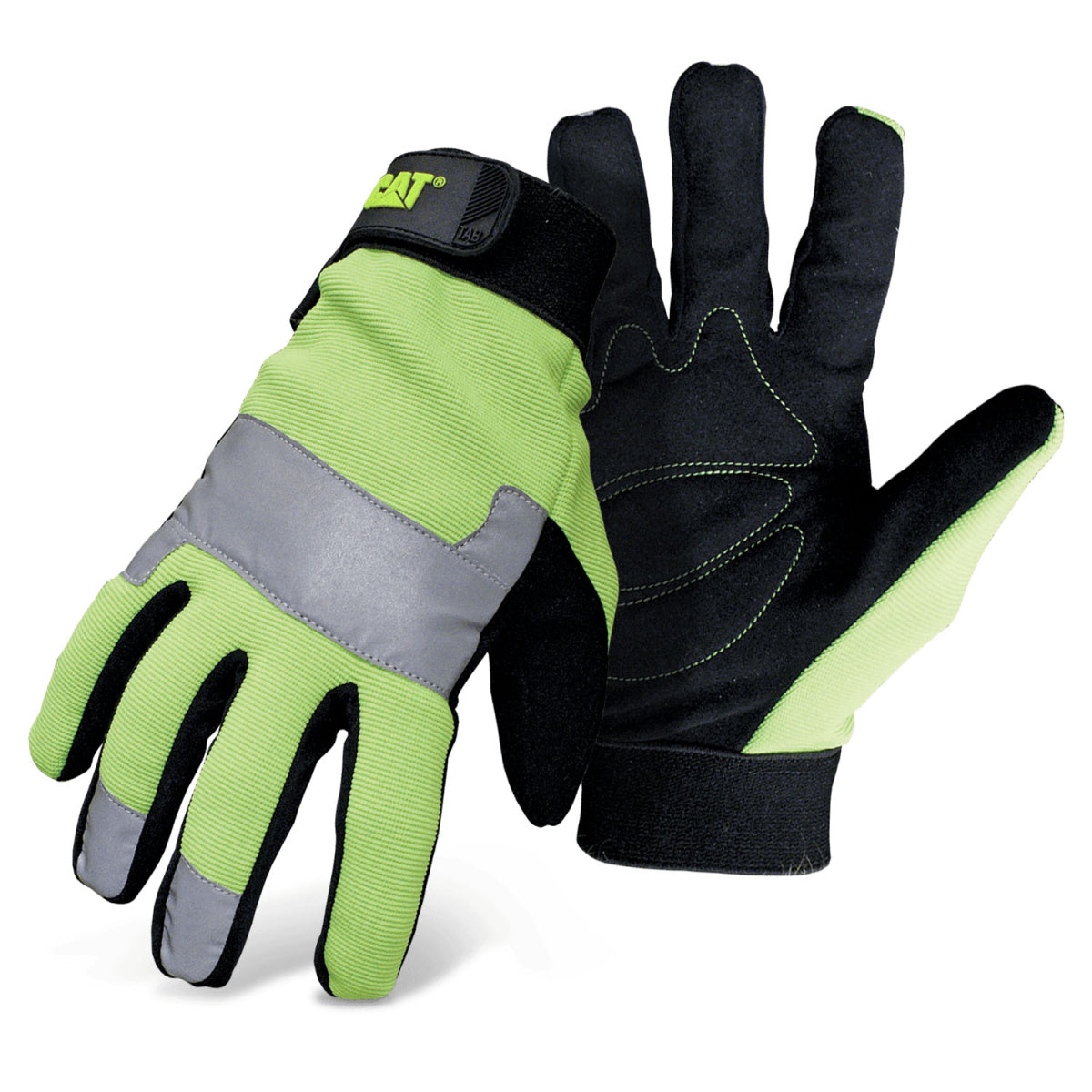 Guantes utilitarios de alta visibilidad con palma acolchada, color verde