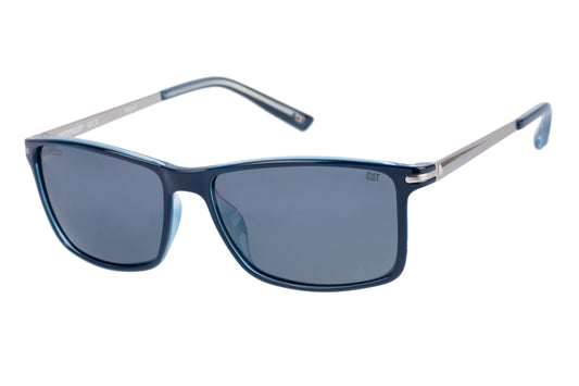 Gafas de sol PC azul marino brillante con lente plateada brillante