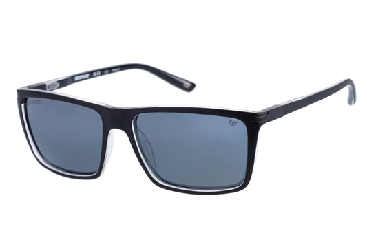 Gafas de sol clásicas con frente negro mate y lente plateada brillante