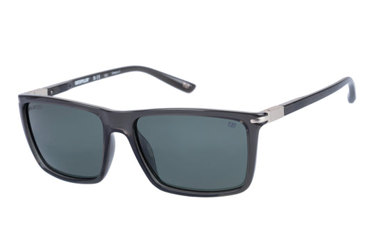 Gafas de sol clásicas con frente gris brillante y lente verde sólido