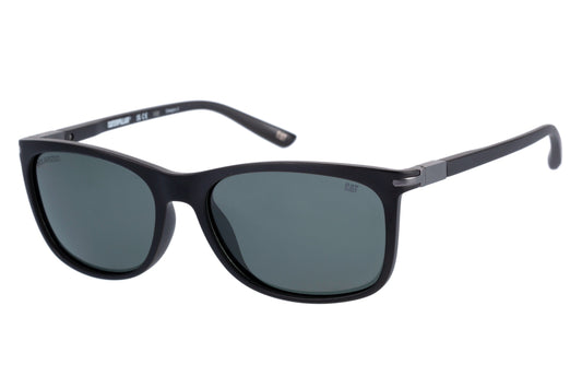 Gafas de sol negras mate con lente verde sólido