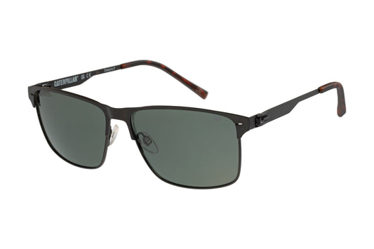 Gafas de sol planas en negro mate con lente verde vintage