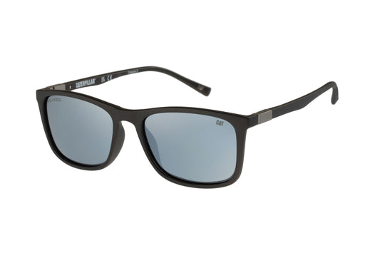Gafas de sol fáciles de usar, color negro mate con lente plateada brillante