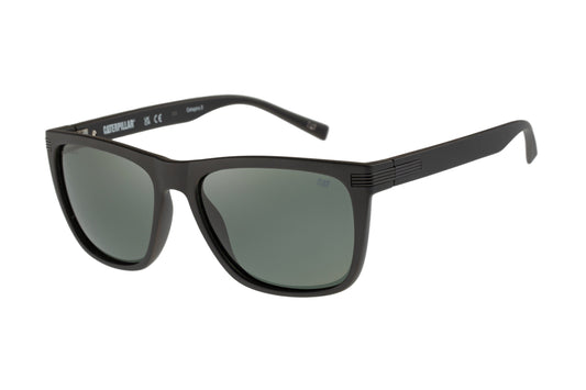 Gafas de sol monobloque en negro mate con lente verde vintage