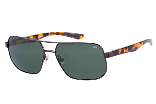 Gafas de sol de doble puente en marrón mate con lente verde sólido