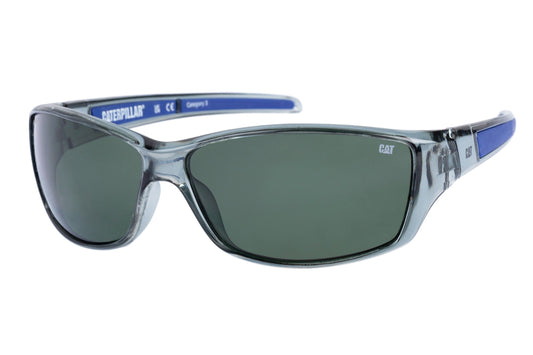 Gafas de sol elegantes en gris brillante con lente verde sólido