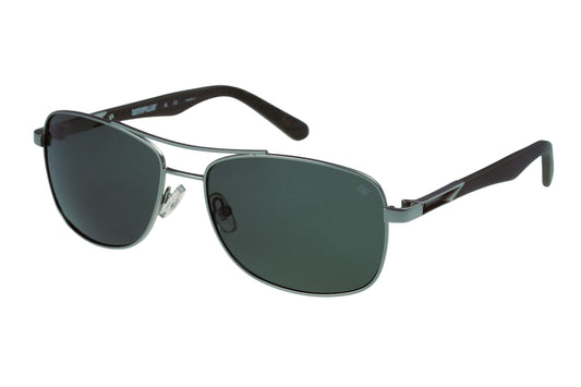 Gafas de sol Aviator XL de metal en color plata mate con lente verde sólido
