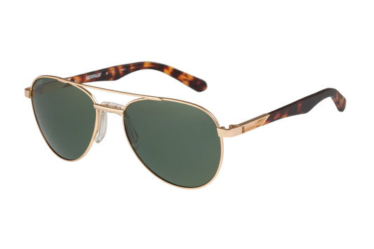 Gafas de sol clásicas de aviador en dorado mate con lente verde vintage