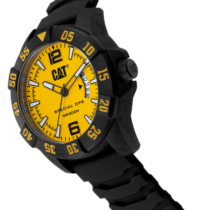 Reloj Special OPS 4 con esfera amarilla y correa de silicona