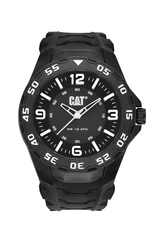 Reloj Motion con esfera negra de policarbonato y correa de caucho