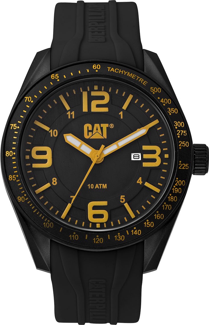 Reloj Oceanía con esfera negra y amarilla y correa de silicona