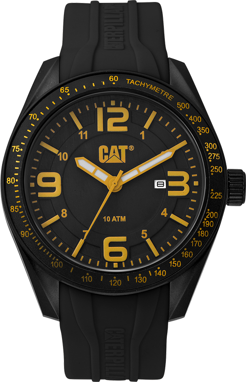 Reloj Oceanía con esfera negra y amarilla y correa de silicona