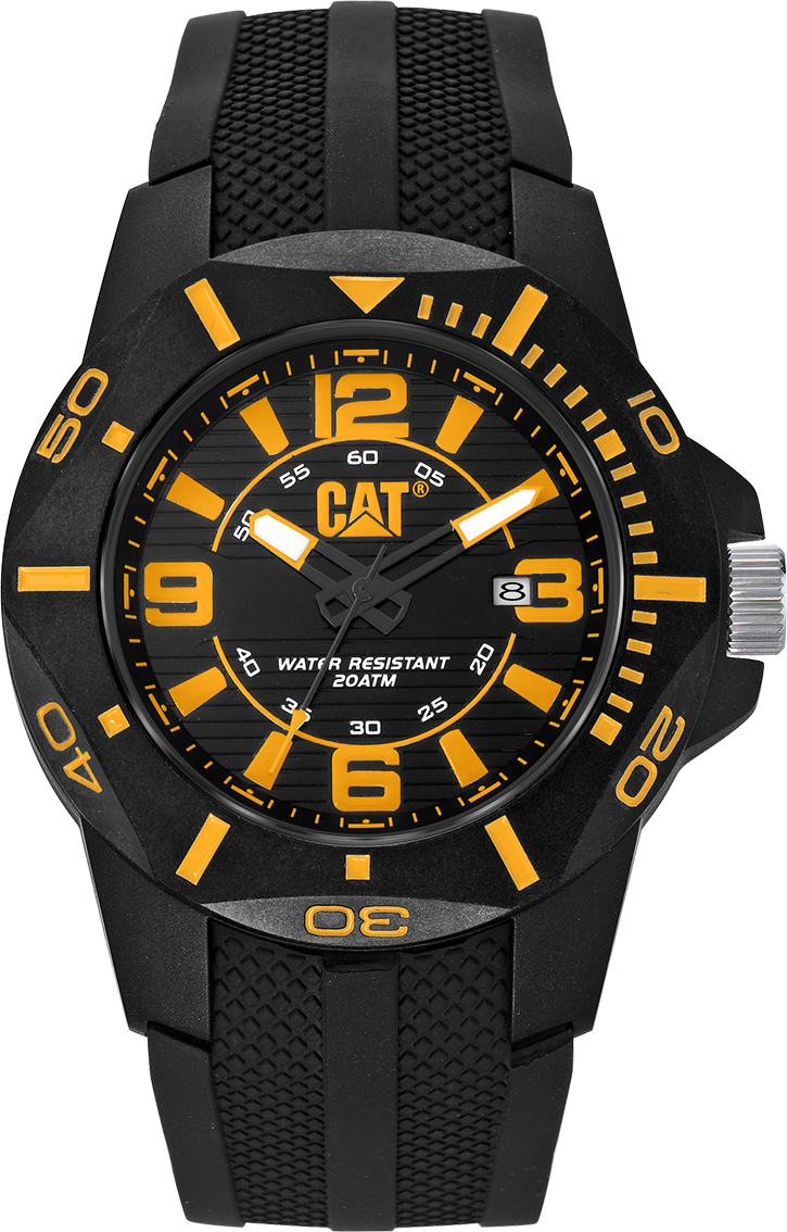 Reloj de buceo con esfera amarilla y negra y correa de silicona